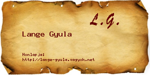Lange Gyula névjegykártya